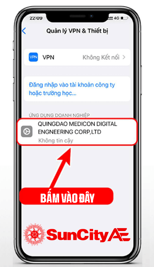 Chọn vào ô ỨNG DỤNG DOANH NGHIỆP