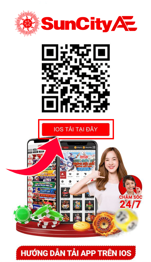 Quét mã QR hoặc bấm vào ô IOS TẢI TẠI ĐÂY để tải ứng dụng