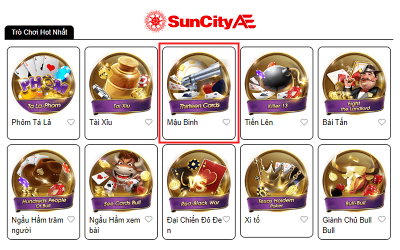 Các bước tham gia cá cược Mậu Binh online tại SUNCITY