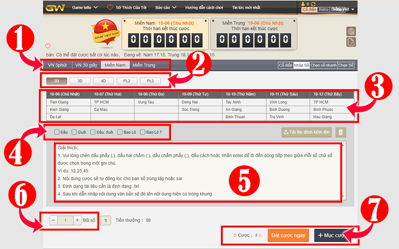 Cách xem giao diện đặt cược xổ số miền nam online tại SUNCITY